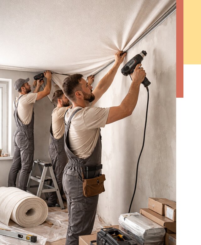 Монтаж фактурного натяжного потолка в Михайловке от 763 руб. — ОТДЕЛОЧНИК-Мхл