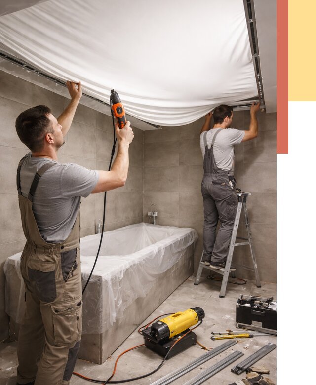 Монтаж натяжного потолка в ванной в Михайловке от 1220 руб. под ключ | ОТДЕЛОЧНИК-Мхл