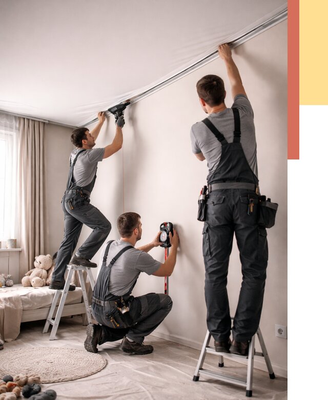 Монтаж натяжного потолка в детской в Михайловке от 3558 руб. — быстро и недорого | ОТДЕЛОЧНИК-Мхл