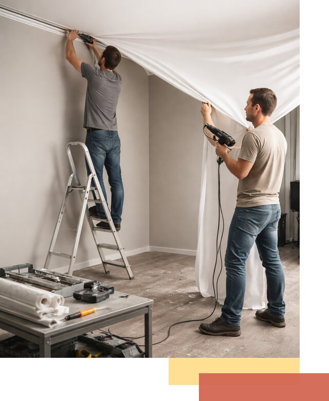 Монтаж натяжного потолка в студии в Михайловке