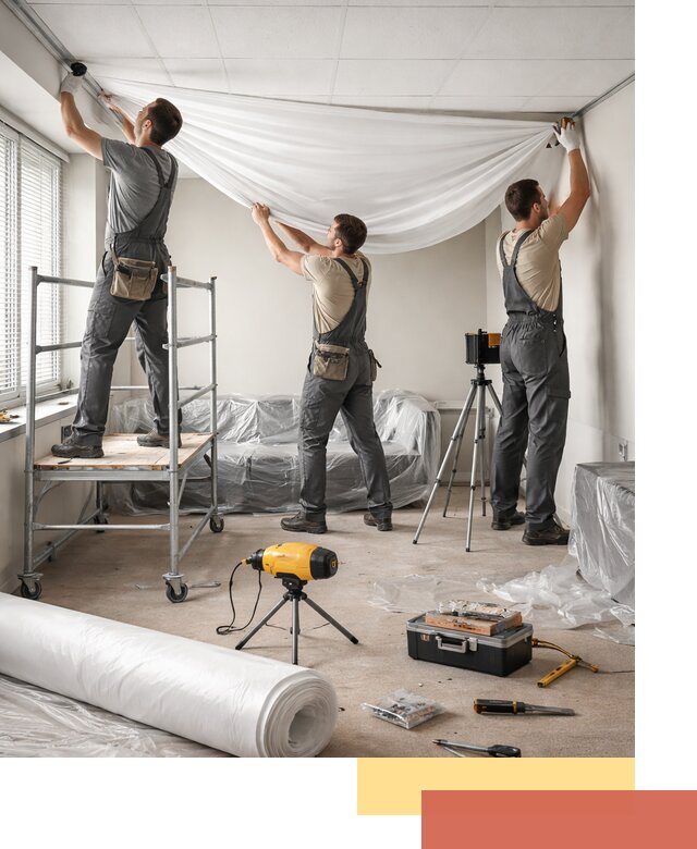 Монтаж натяжного потолка в офисе в Михайловке