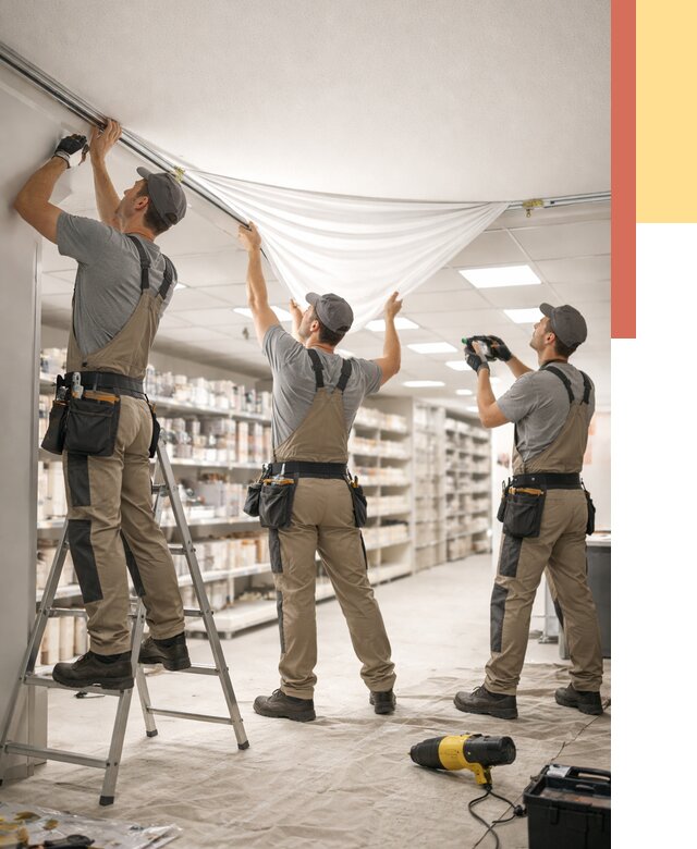 Монтаж натяжного потолка в магазине в Михайловке от 4575 руб. быстро и недорого | ОТДЕЛОЧНИК-Мхл