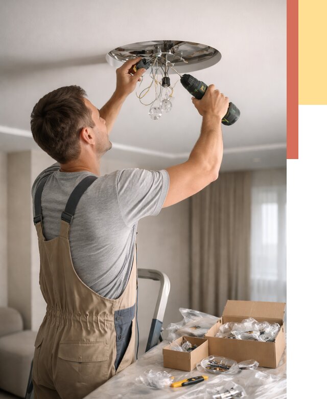 Установка люстры в натяжной потолок в Михайловке от 1220 руб. | Быстро и недорого — ОТДЕЛОЧНИК-Мхл