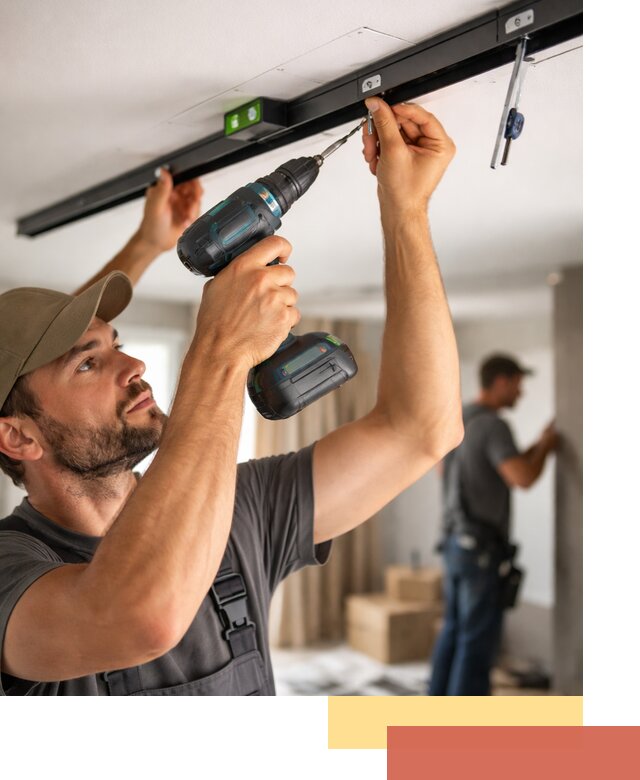 Установка трековых светильников в натяжной потолок в Михайловке