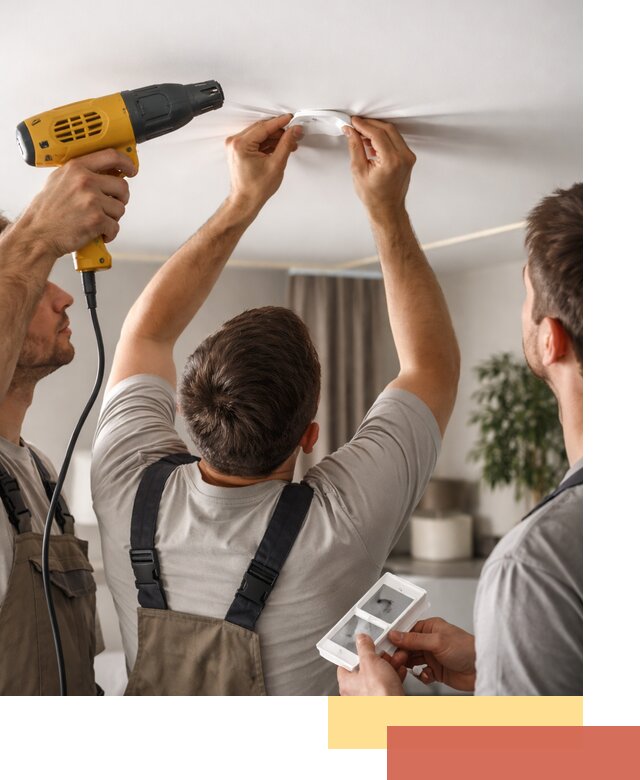 Ремонт прокола полотна натяжного потолка в Михайловке