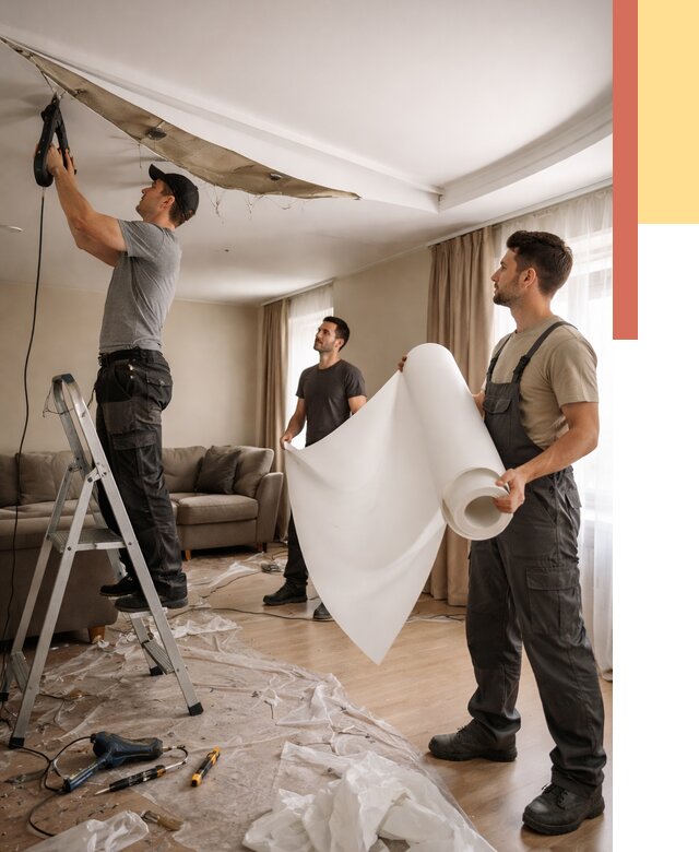 Замена полотна натяжного потолка в Михайловке от 9659 руб. быстро и недорого | ОТДЕЛОЧНИК-Мхл