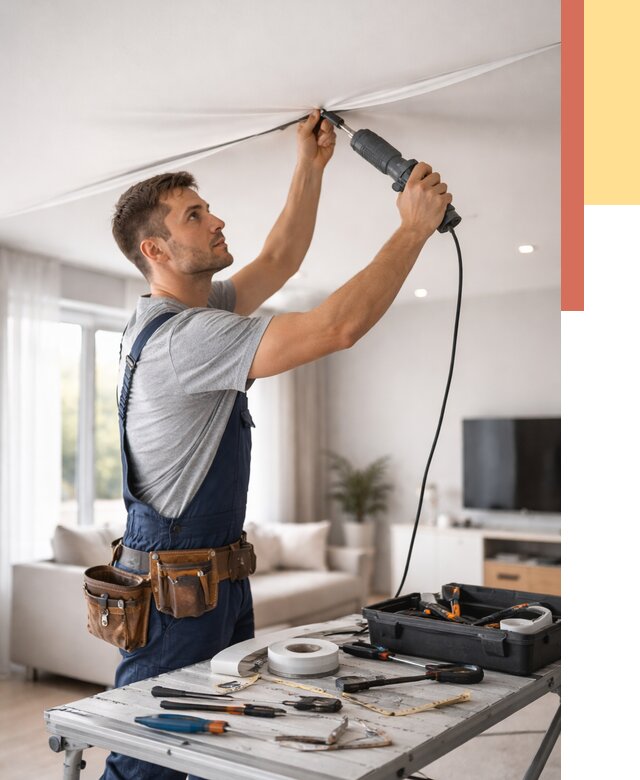 Ремонт натяжных потолков в Михайловке от 9659 руб. под ключ — ОТДЕЛОЧНИК-Мхл