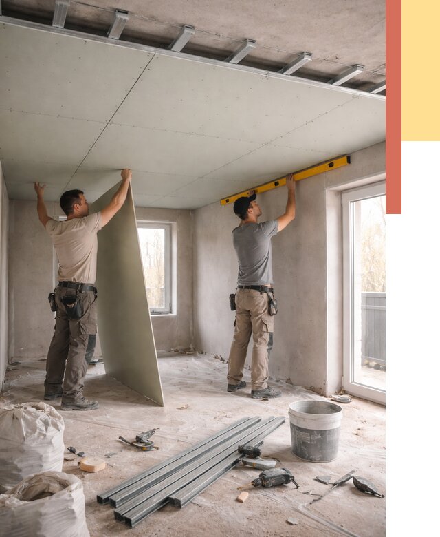 Одноуровневый потолок из гипсокартона в Михайловке от 763 руб. — монтаж под ключ | ОТДЕЛОЧНИК-Мхл