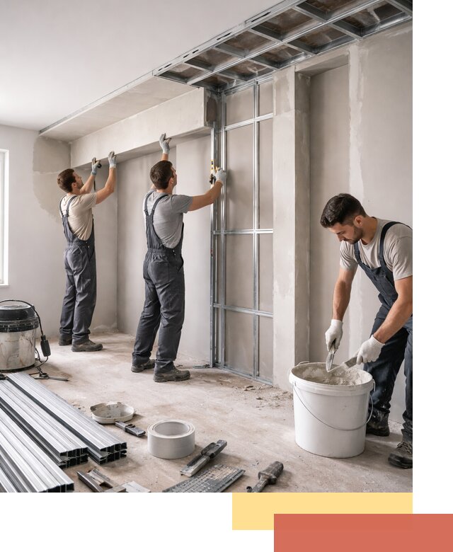 Монтаж потолка из гипсокартона с нишей в Михайловке