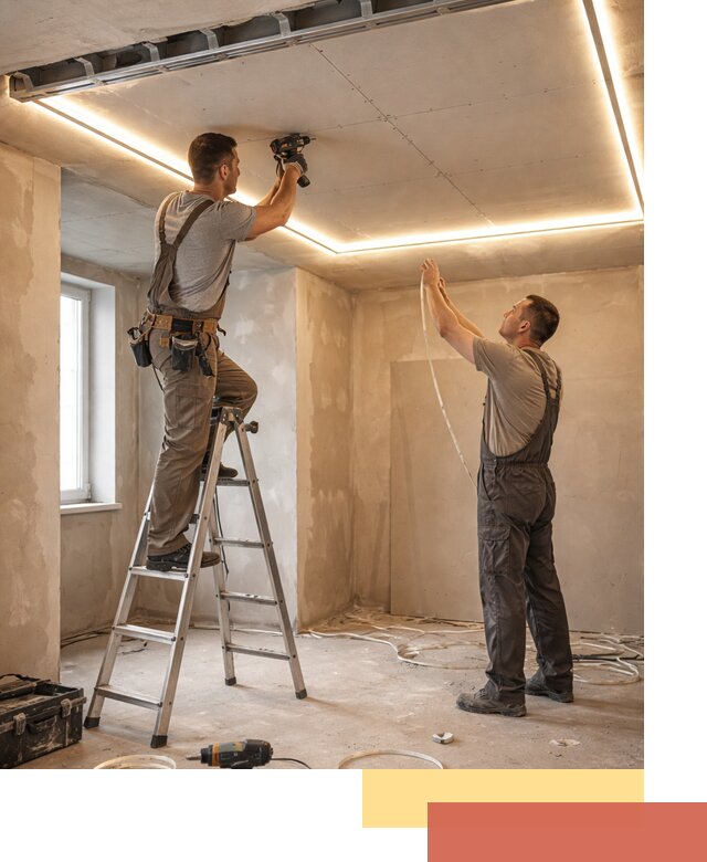 Потолок из гипсокартона с подсветкой в Михайловке