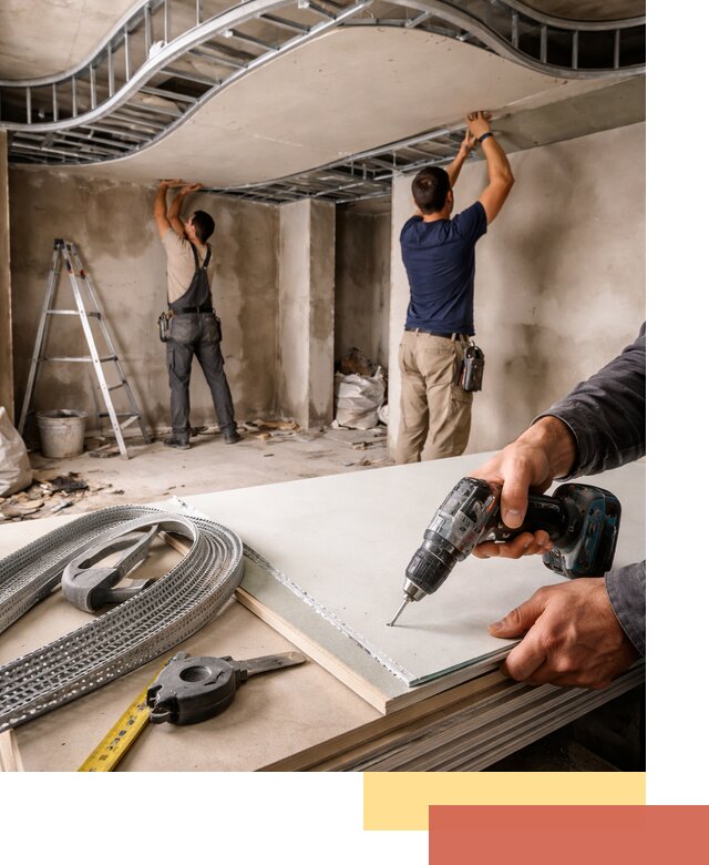 Криволинейный потолок из гипсокартона в Михайловке — монтаж и отделка