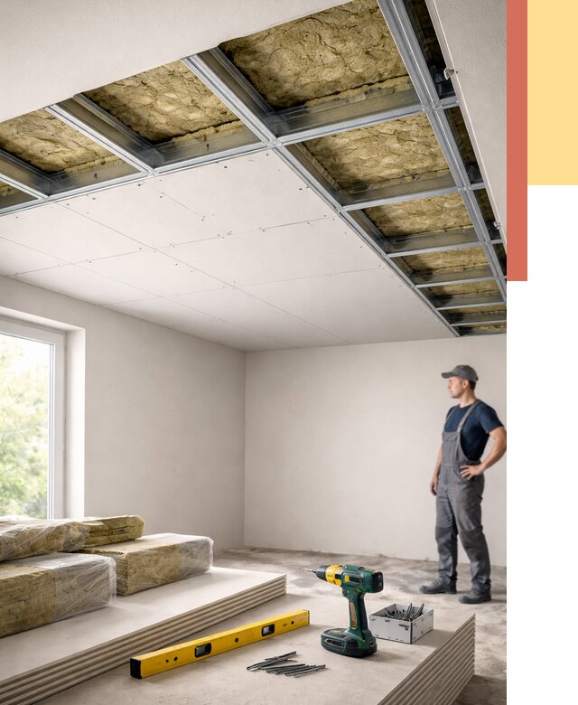 Звукоизоляция потолка ГКЛ в Михайловке от 966 руб. — монтаж под ключ | ОТДЕЛОЧНИК-Мхл