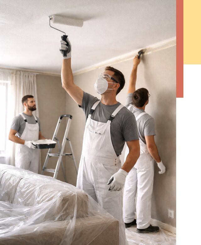 Покраска потолка водоэмельсионной краской в Михайловке от 2237 руб/м² — услуги под ключ | ОТДЕЛОЧНИК-Мхл