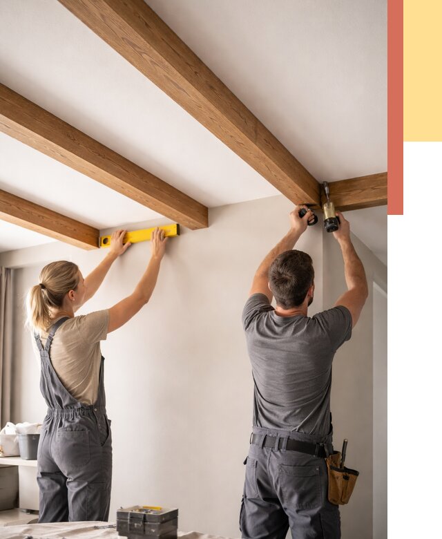 Монтаж декоративных балок на потолок в Михайловке от 4270 руб. — ОТДЕЛОЧНИК-Мхл